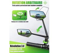 RBRL-Rétroviseur pour guidon de vélo, qualité automobile, grand angle, ultra clair, rotatif à 360 °, pour scooter électrique Left Mirror
