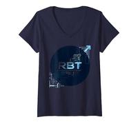 RBT Rend Possible Le progrès, Innovation technologique et motivante T-Shirt avec Col en V, Femme, Bleu Marine, S