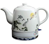 RBUDSPOLF Bouilloire Électrique Bouilloire En Céramique Théière-Rétro 1 L Pichet, Base Amovible Rapide À L'Eau 1350W,Ion Contre L'Ébullition À Sec