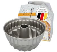 RBV Birkmann Basic Baking Grand moule à kouglof rond en acier au carbone Ø 22 cm Revêtement antiadhésif de qualité supérieure Avec livre de recettes (français non garanti) Gris