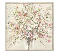 RBWL Tableau De Peinture sur Toile, Texture Colorée Fleur De Pêcher Branche Vase Oeuvre Abstraite Moderne Peinte À La Main Peintures À l'huile sur Toile pour Famille Mur Salon Salle À Manger M