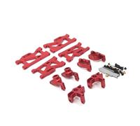 RC Accessoire De Pièce Pour WLtoys 1/14 144010 144001 144002 1/12 124016 124017 124018 Pièces Voiture RC Mise Niveau Métal Bras Oscillant Ensemble Coupelles Direction Accessoires Décoration(Red)