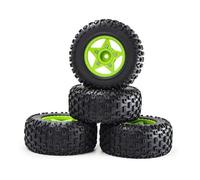 RC Accessoires Voitures Compatible avec Traxxas pour Slash pour ARRMA pour SENTON 1/8 1/10 RC Voiture 4 Pièces 110mm Pneu De Camion De Course Courte avec Roue Hexagonale De 12mm 14mm 17mm(Green)