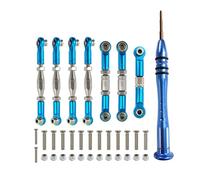 RC Accessoires Voitures Compatible avec WLtoys 144001 124018 124019 Pièces Mise À Niveau Voiture RC 1:14 Tige Traction Servo Liaison Ensemble Tiges Direction(Blue,with Screwdriver)