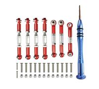 RC Accessoires Voitures Compatible avec WLtoys 144001 124018 124019 Pièces Mise À Niveau Voiture RC 1:14 Tige Traction Servo Liaison Ensemble Tiges Direction(Red,with Screwdriver)