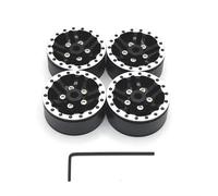 RC Accessoires Voitures pour Wpl C14 C24 C34 C54 1/16 4 Pièces Moyeu Roue Métal Beadlock Jante Roue Noir pour Argent Rouge Option Pièces Mise Niveau Voiture RC Accessoires Remplacement(Black)
