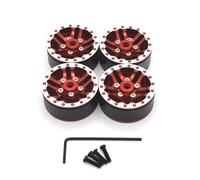 RC Accessoires Voitures pour Wpl C14 C24 C34 C54 1/16 4 Pièces Moyeu Roue Métal Beadlock Jante Roue Noir pour Argent Rouge Option Pièces Mise Niveau Voiture RC Accessoires Remplacement(Red)