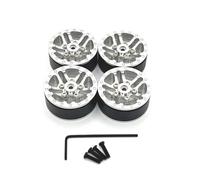 RC Accessoires Voitures pour Wpl C14 C24 C34 C54 1/16 4 Pièces Moyeu Roue Métal Beadlock Jante Roue Noir pour Argent Rouge Option Pièces Mise Niveau Voiture RC Accessoires Remplacement(Silver)