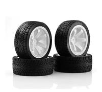 RC Améliorations Modèles Pour Tamiya Pour HSP Pour HPI Pour Kyosho Pour TT01 Pour TT02 XV01 XV02 PTG-2 1:10 Roues Pneus Jantes Métal Hub12mm Hex RC Pièces Voiture(White)