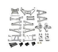 Rc Bras Oscillant Pour MJX Pour Hyper Go 14301 14302 1/14 16207 16208 16209 16210 H16 1/16 Kit Bras Suspension Bloc Direction Alliage Voiture RC Pièces Détachées(Silver)