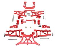 Rc Bras Oscillant pour Traxxas pour Slash 2WD pour VXL 1/10 Améliorations Métalliques Kit Bras Suspension Tour D'amortisseur Bloc Direction Voiture RC Pièces Rechange(Red)
