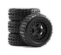 RC Caoutchouc Pneus Compatible avec Arrma 2S pour Typhon pour Grom 1/18 RC, pièces de Mise à Niveau de Voiture, Accessoires, pneus en Caoutchouc de 69mm avec Jantes hexagonales de 12mm(Black)