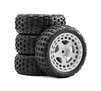 RC Caoutchouc Pneus Compatible avec ARRMA 2S pour Typhon pour GROM 1/18 RC Voitures Mise À Niveau Modification Pièces De Rechange Accessoires Pneu W215(Silver)