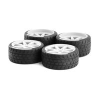 RC Caoutchouc Pneus Compatible avec Arrma pour Felony pour FSR 1/7 RC Voiture Mise À Niveau Modification Pièces De Rechange Accessoires Pneu 17mm Roue Hexagonale(Silver)