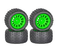 RC Caoutchouc Pneus Compatible avec Arrma pour Granite pour Grom pour Typhon 1/18 RC, Mise À Niveau Voiture, Accessoires Pièces De Rechange, Pneus en Caoutchouc De 74mm, Hexagonaux De 12mm(Green)