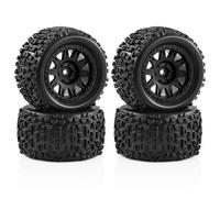 RC Caoutchouc Pneus Compatible avec ARRMA pour Typhon pour GROM pour Granite 1/18 RC Pièces De Mise À Niveau De Voiture Accessoires 72.5mm Moyeux De Roue À Griffes De Pneu en Métal(Black)