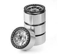 RC Caoutchouc Pneus Compatible avec Axial pour SCX10 pour Traxxas pour TRX4 1/10 RC, Pièces De Voiture sur Chenilles, Accessoires 2.2, Jante De Roue en Métal, Moyeu De Roue(Silver)