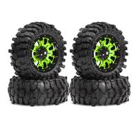 RC Caoutchouc Pneus Compatible avec MJX pour Hyper Go pour SCX10 90046 pour Tamiya CC01 D90 1/12 RC, Pièces De Mise À Niveau De Voiture, Accessoires en Métal, Roues À Billes De 88mm, Pneus(Green)