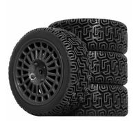 RC Caoutchouc Pneus Compatible avec Tamiya XV01 XV02 pour TT01 pour TT02 1/10 RC pour Mise À Niveau De Voiture De Course, Accessoires De Pièces De Rechange, Roues De Pneus De 68mm(Black)
