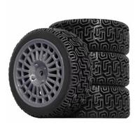 RC Caoutchouc Pneus Compatible avec Tamiya XV01 XV02 pour TT01 pour TT02 1/10 RC pour Mise À Niveau De Voiture De Course, Accessoires De Pièces De Rechange, Roues De Pneus De 68mm(Gray)