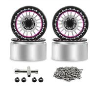 RC Caoutchouc Pneus Compatible avec TRX4 pour SCX10 pour Hyper GO pour MJX RC Pièces De Rechange De Mise À Niveau De Voiture Accessoires Moyeu De Roue De 2.2 Pouces(Silver)
