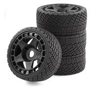 RC Caoutchouc Pneus Pour Losi Pour Kyosho Pour HPI WR8 Pour HSP 1/7 1/8 4 Pièces 100 Mm Pour Rallye Tout-terrain Pour Buggy Pneus Roues 17 Mm Hexagonales Pièces Mise À Niveau Voiture RC(Black)