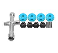 RC Car Wheel Hex Adapter Set | 12mm 5mm Thick with Secure Grip Nut & Cross Wrench | Aluminum Alloy Upgrade for 1/10 Scale RC Cars/Trucks/Buggies (Blue)