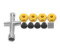 RC Car Wheel Hex Adapter Set | 12mm 5mm Thick with Secure Grip Nut & Cross Wrench | Aluminum Alloy Upgrade for 1/10 Scale RC Cars/Trucks/Buggies (Gold)