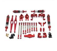 Rc Crawler Amortisseurs pour WLtoys 1/12 12429 Ensemble 10 Pièces Rechange pour Voiture RC Mise À Niveau en Métal Poutre Principale Amortisseur Hydraulique Tige Traction Coupelle Direction(Red Dark)