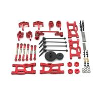 Rc Crawler Amortisseurs pour WLtoys 124016 124017-18 124019 144001 144010 Kit Tige Traction Darbre Transmission pour Bras Oscillant Engrenage Direction Pièces Voiture RC Mise Niveau en Métal(Red)