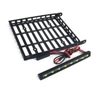 RC Crawlers Pour Axial Pour SCX24 Pour AXI00005 Pour Jeep Pour Gladiator 1/24 Remplacement Porte-bagages Toit Métal Porte-bagages Lumière Accessoires De Décoration De Voiture RC