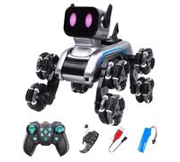RC Dog, 9.84x6.69x6.3 Pouces Chiot Smart Puppy Jouet, Télécommande pour Chiens pour Les, Chiot Robot à Huit Roues pour Le Salon Yard de Chambre à Coucher extérieure, Toddller Entertainment Fou