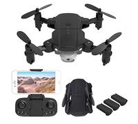 RC Drone for Kids with 4K HD Camera Foldable RC Quadcopter Gift Toys Dual Cameras with Headless Mode One Key Return 3-Speed Adjustment 3 Batteries (Color : Grey)(Black)