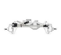 RC Essieu arrière Avant pour LCG pour SCX10 III pour Capra H10 Optic 1/10 Aluminium 4WS Ensemble D'essieux Portail Décalés avec Support De Servo Direction 4 Roues Châssis Comp(Silver,Front)