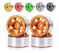RC-Hub Lot de 4 roues micro Beadlock en alliage d'aluminium de 2,5 cm pour voiture sur chenilles RC 1/24 Axial SCX24 90081 AXI00001 AXI00002 (orange)