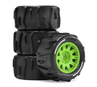 Rc Jeu De Pneus Compatible avec ARRMA pour Granite pour GROM 1/18 RC Car, 4 Pneus De 73 Mm pour Short Course Truck Et pour Sable, Pièces Et Accessoires De Mise À Niveau(Green)