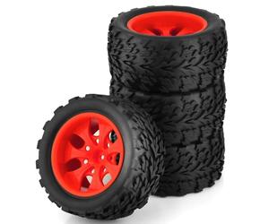 Rc Jeu De Pneus Compatible avec HPI pour HSP pour Tamiya pour Kyosho 4 Pièces Moyeu De Roue 12mm Pneus Hot Wheels pour Voiture Rc 1/10 pour Monster Truck Hors Route(Color3)