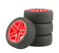 Rc Jeu De Pneus Compatible avec HSP 94123 pour Sakura D4 TT02 Voiture Plate 6 Degrés Moyeu 1/10 Plate Éponge neu Voiture Jantes Pneus Ensemble(Red)