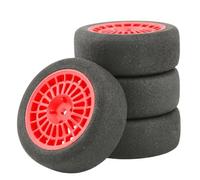 Rc Jeu De Pneus Compatible avec HSP pour HPI pour RGT LC pour Racing PTG-2 pour Tamiya TT02 4 Pièces 68 * 26mm Jeu De Pneus De Roue De Voiture RC pour Camion De Rallye 1/10 Kyosho(Red)