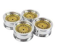 Rc Jeu De Pneus Compatible avec Tamiya pour HSP pour HPI 94123/122 4 Pièces Flat Run Drift Pièces Jantes Roues Pneus Moyeu 1/10 RC Voiture Moyeu Roue Pièces(Yellow)