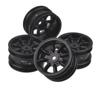 Rc Jeu De Pneus Compatible avec Tamiya pour Mini pour Cooper M05 Pro M06 M07 M08 M-Chassis SW-01 MF-01X MB-01 - Pièces De Rechange pour Voitures RC 1/10 - Jantes en Aluminium(Black)