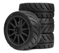 Rc Jeu De Pneus Compatible avec Tamiya pour TT01 pour TT02 XV 01 TA06 PTG2 pour HPI pour KYOSHO pour HSP 1/10 RC on-Road : 4 Pneus, Jantes Hexagonales De 12 Mm(Black)