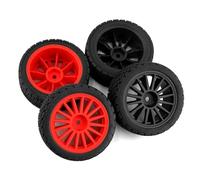 Rc Jeu De Pneus Compatible avec Tamiya XV01 XV02 pour TT01 pour TT02 pour PTG-2 pour WRC 1/10 RC pour Rallye pour Pièces De Voiture De Course Pneu De Roue en Caoutchouc 67mm(Red and Black)