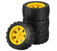 Rc Jeu De Pneus Compatible avec Traxxas pour Arrma pour Redcat pour HSP 4 Pièces 118MM 1/10 RC pour Monster Truck pour Buggy Pneu Roue 12Mm Hex(Yellow)