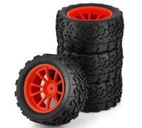 Rc Jeu De Pneus Compatible avec Traxxas pour Himoto pour HSP pour HPI 4 Pièces 125mm 1/10 Pneus De Camion RC Et Jantes Hexagonales De 12mm avec Écrous De Verrouillage en Nylon De 4mm(Color3)