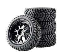 Rc Jeu De Pneus Compatible avec Traxxas pour HSP pour Tamiya pour HPI pour 1/10 sur Roues De Route Jantes À Dérive Pneus RC 75mm pour Voiture Rc sur Route Drift Rock Pneu De Voiture RC(Black)