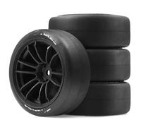 Rc Jeu De Pneus Compatible avec Traxxas pour HSP pour Tamiya pour HPI pour Kyosho D Voiture De Drift 1/10 sur Route Pneus RC 1:10 Jantes Hexagonales 12 Mm en Caoutchouc(Black)