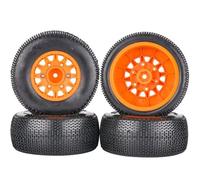 Rc Jeu De Pneus Compatible avec Traxxas pour Slash pour ARRMA pour SENTON pour Vkar Pneu pour Camion Short Course RC 1/8 Et 1/10 avec Hexagone De Roue De 12 Mm, 14 Mm Et 17 Mm(Orange)