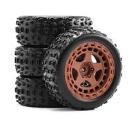 Rc Jeu De Pneus pour Arrma 2S pour Typhon pour Grom 1/18 4 Pièces 69mm Pneu Caoutchouc 12mm Hex RC Voiture Mise À Niveau Modèle Accessoires Remplacement Modifié(Brown)