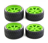 Rc Jeu De Pneus pour ARRMA pour Firebird pour Felony pour FSR pour Mustang pour Racing 1/7 4 Pièces Pneu 17mm Roue Hexagonale Volant Dieu Plat Autoroute(Green)